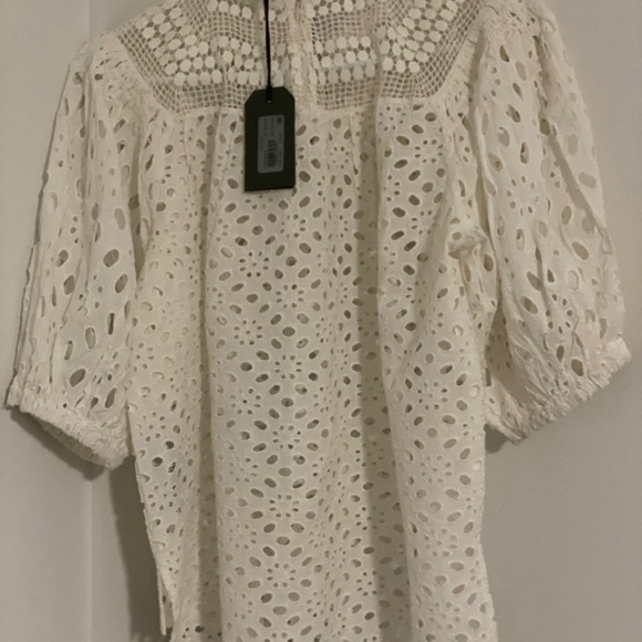 ALLSAINTS | NWT | Tila Puff Sleeve Cotton Eyelet Top | Chalk White | Sz 8 - Picture 10 of 13